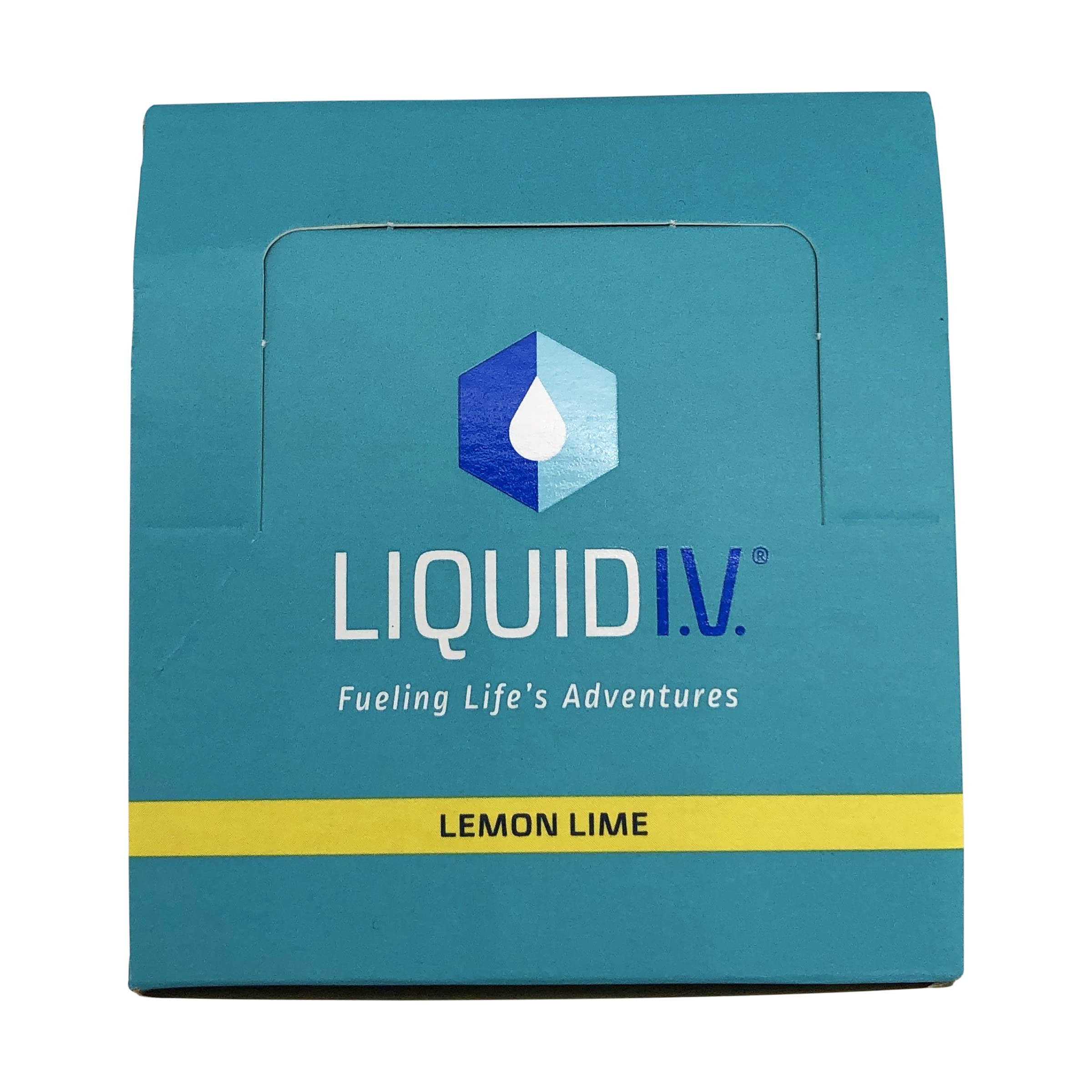 Liquid I.V. Hydration Multiplier lemon-lime packet with vibrant flavor options for on-the-go hydration.