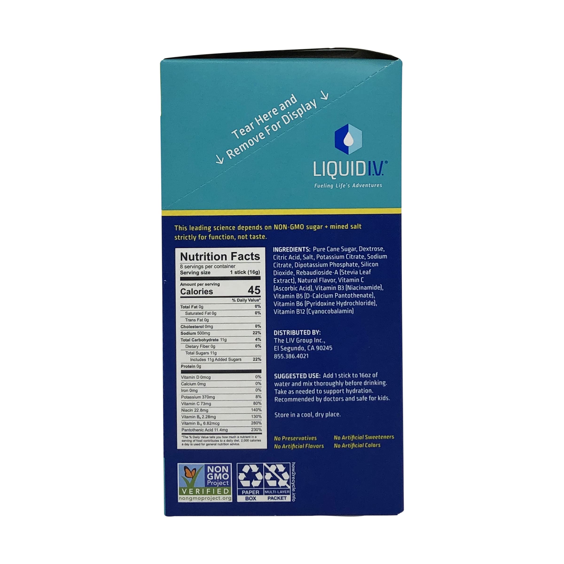 Liquid I.V. Hydration Multiplier lemon-lime powder dissolving in cold water for refreshing hydration.