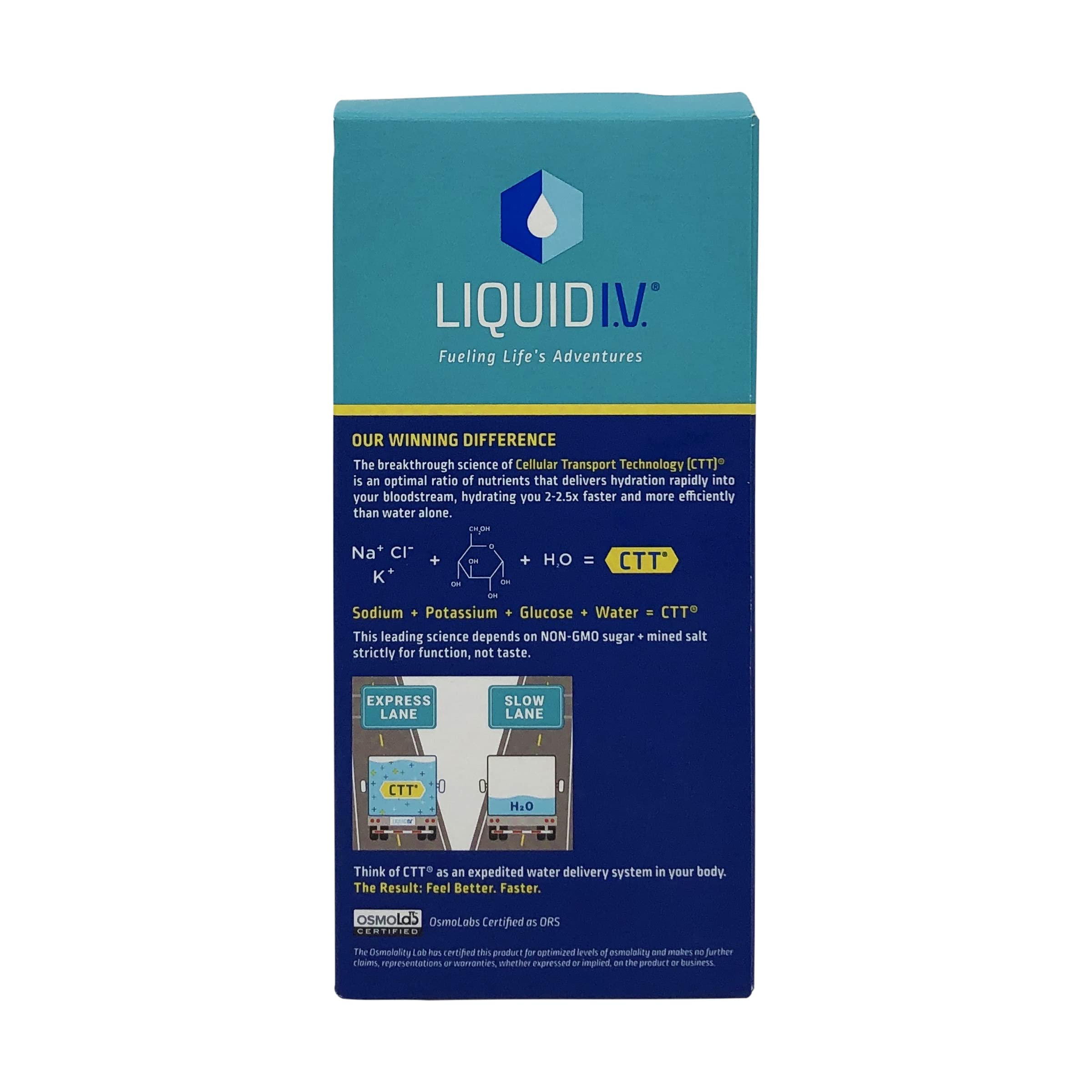 Liquid I.V. Hydration Multiplier lemon-lime single-serve packet beside a glass ready to mix.