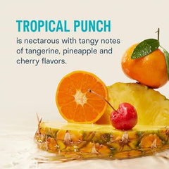 Prepared Tropical Punch drink in a glass using Liquid I.V.