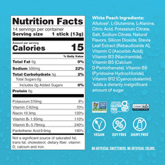 Liquid I.V. White Peach packet close-up highlighting flavor and powder texture