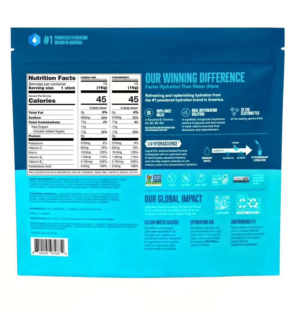 Liquid I.V. Hydration Multiplier 30-packets bundle promotes easy weekly replenishment.