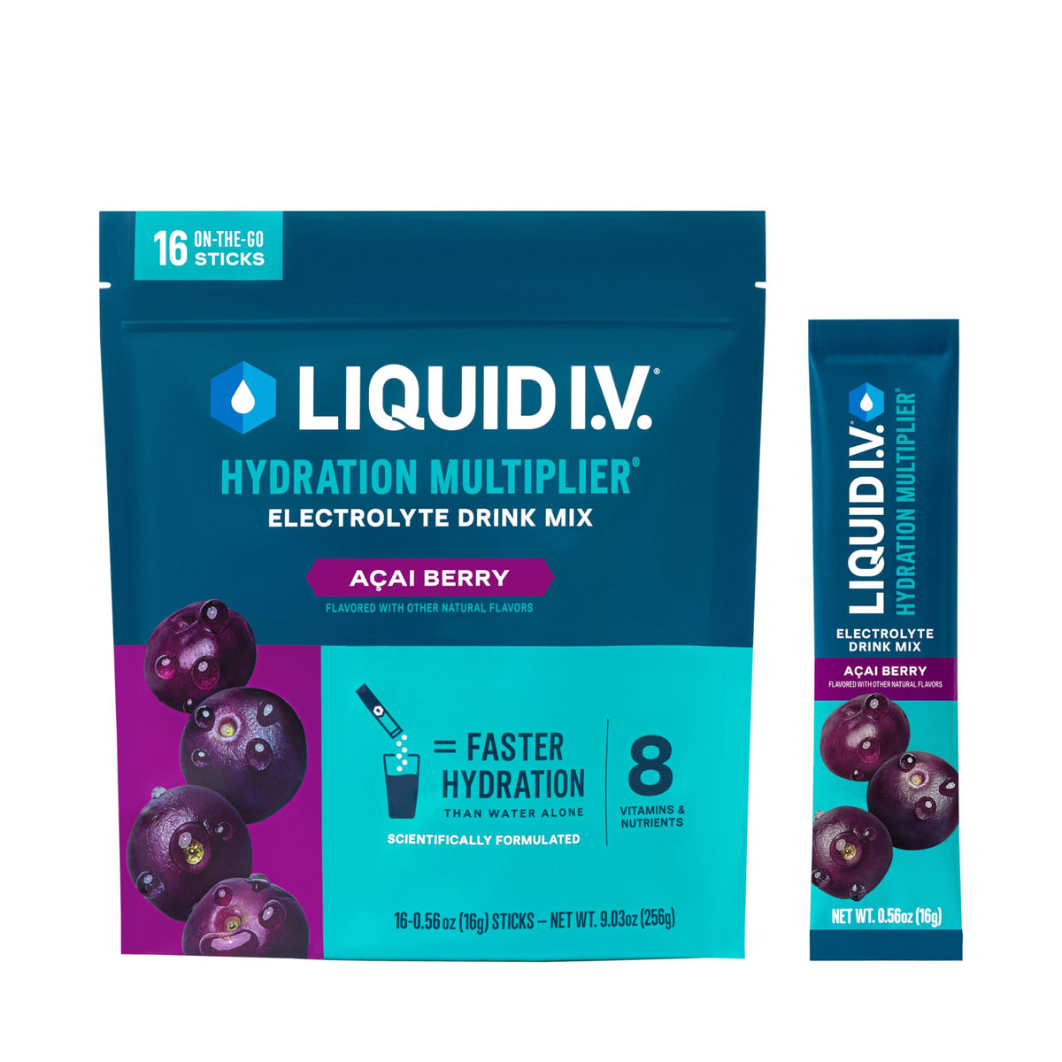 Liquid I.V. Hydration Multiplier Acai Berry packet for on-the-go hydration