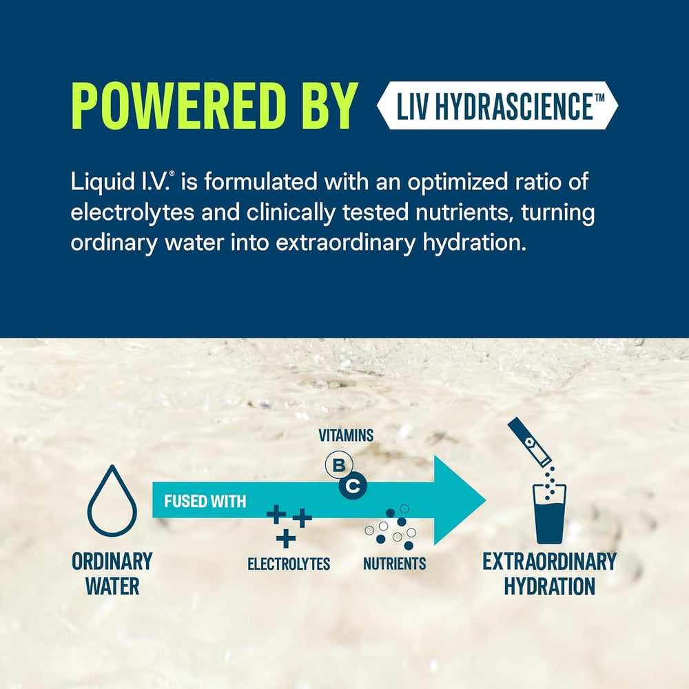 Liquid I.V. Hydration Multiplier packaging shows gluten-free and dairy-free claims