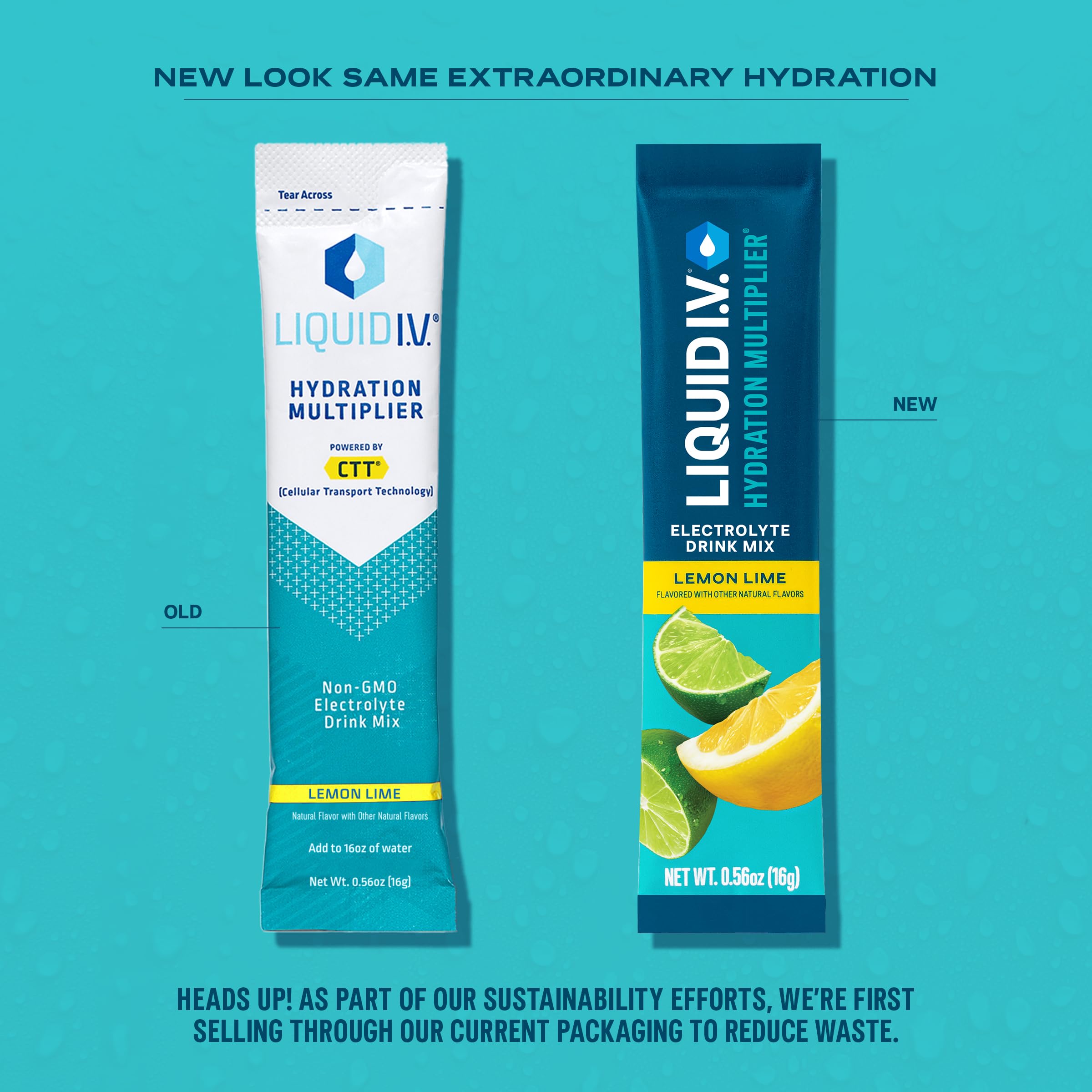 Opened packet ready to mix for on-the-go hydration with Liquid I.V.