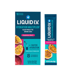 Liquid I.V. Hydration Multiplier Passion Fruit bottle ready for quick hydration on the go.