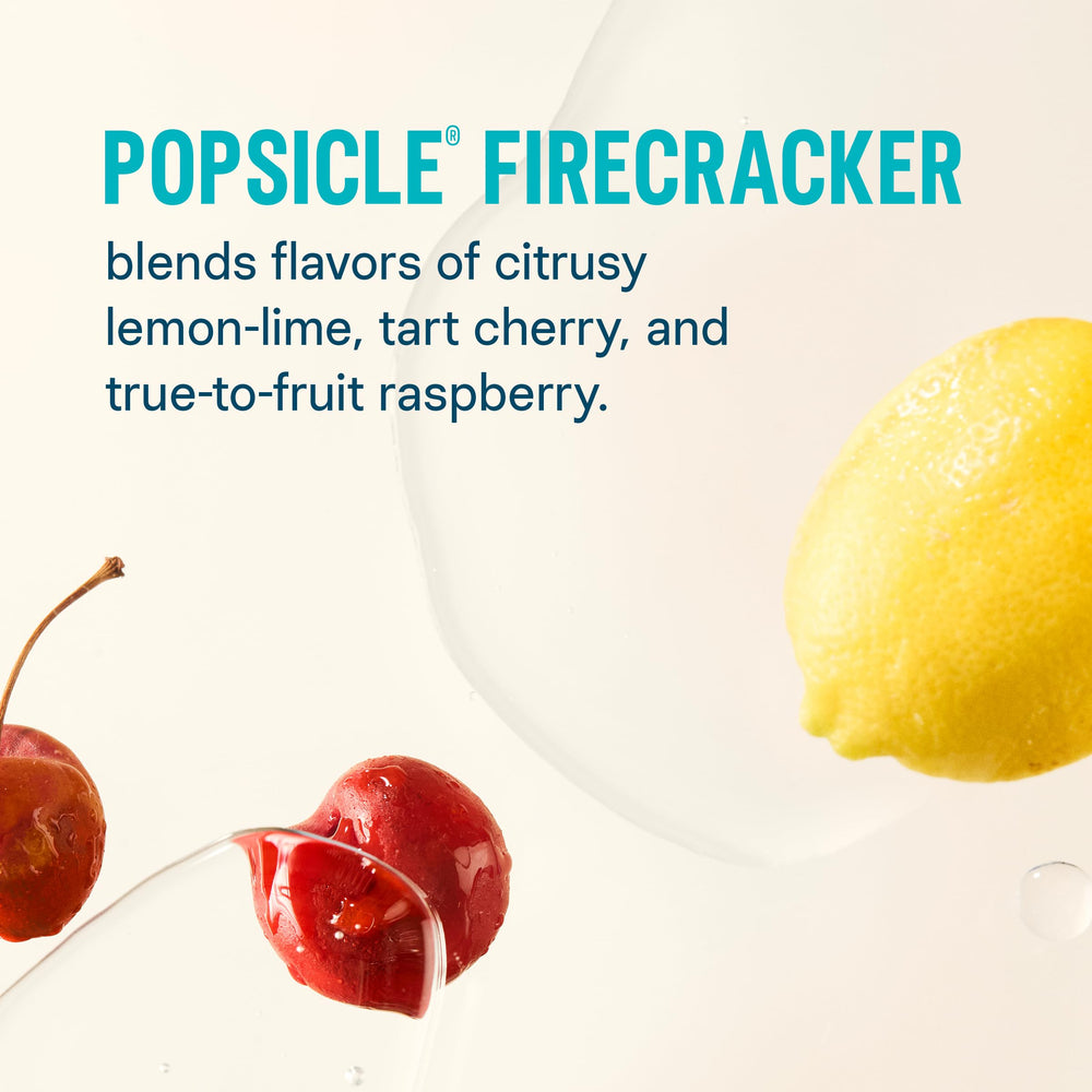 Powder dissolving in water with vibrant Popsicle Firecracker color.