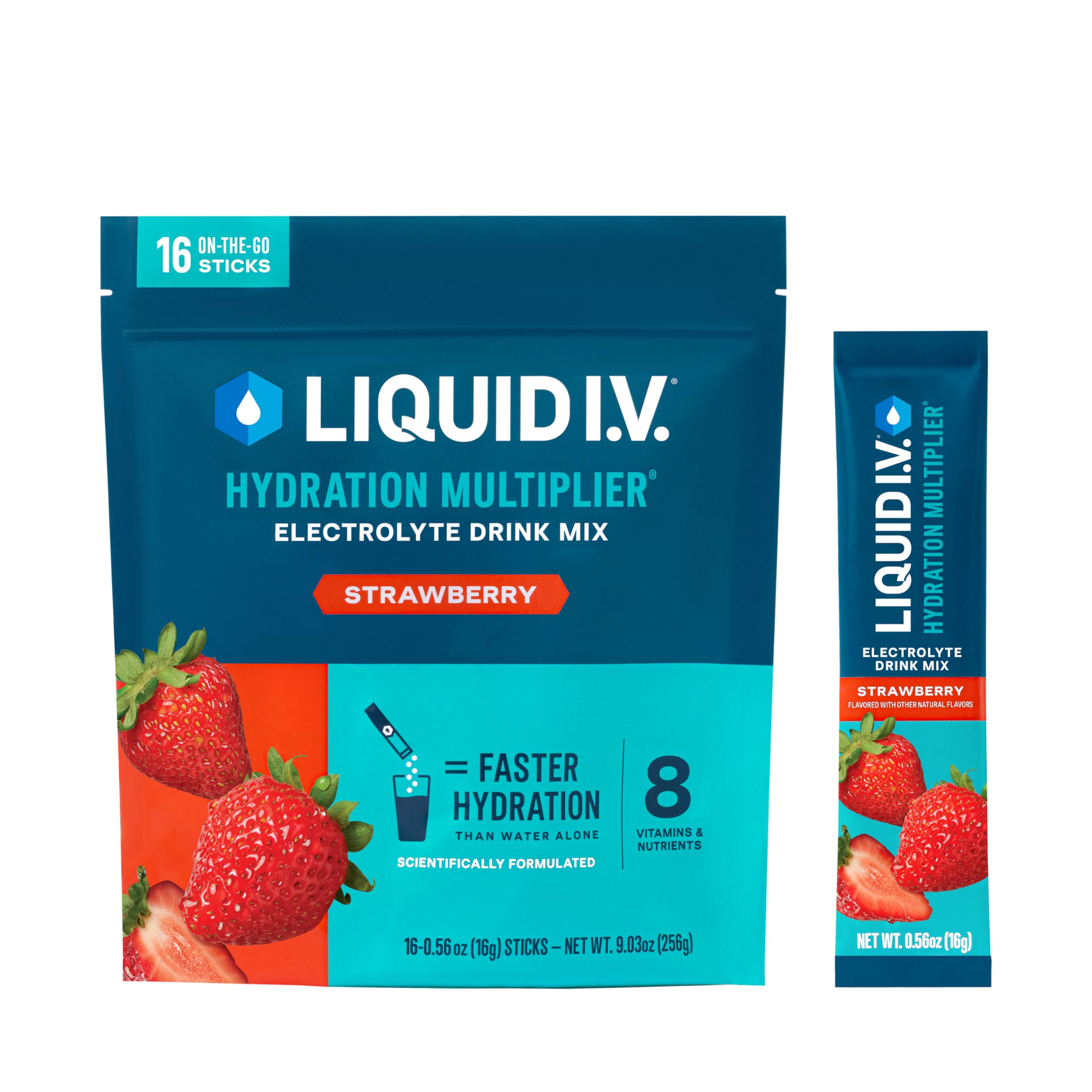 Liquid I.V. Hydration Multiplier Strawberry packet for on-the-go hydration