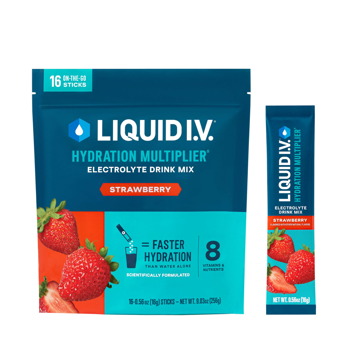 Liquid I.V. Hydration Multiplier Strawberry packet for on-the-go hydration