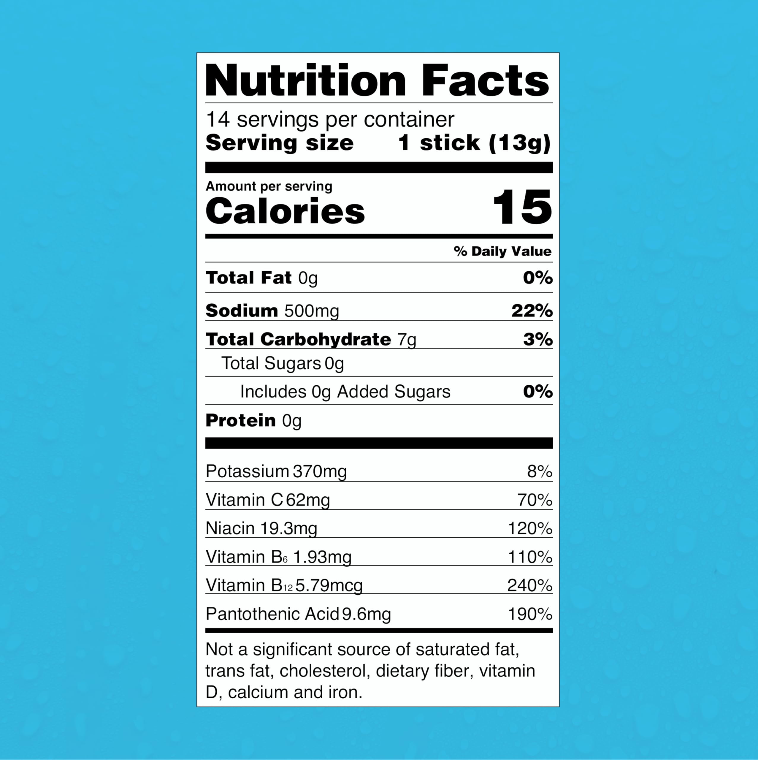 Nutrition panel snapshot indicating electrolytes and vitamins.