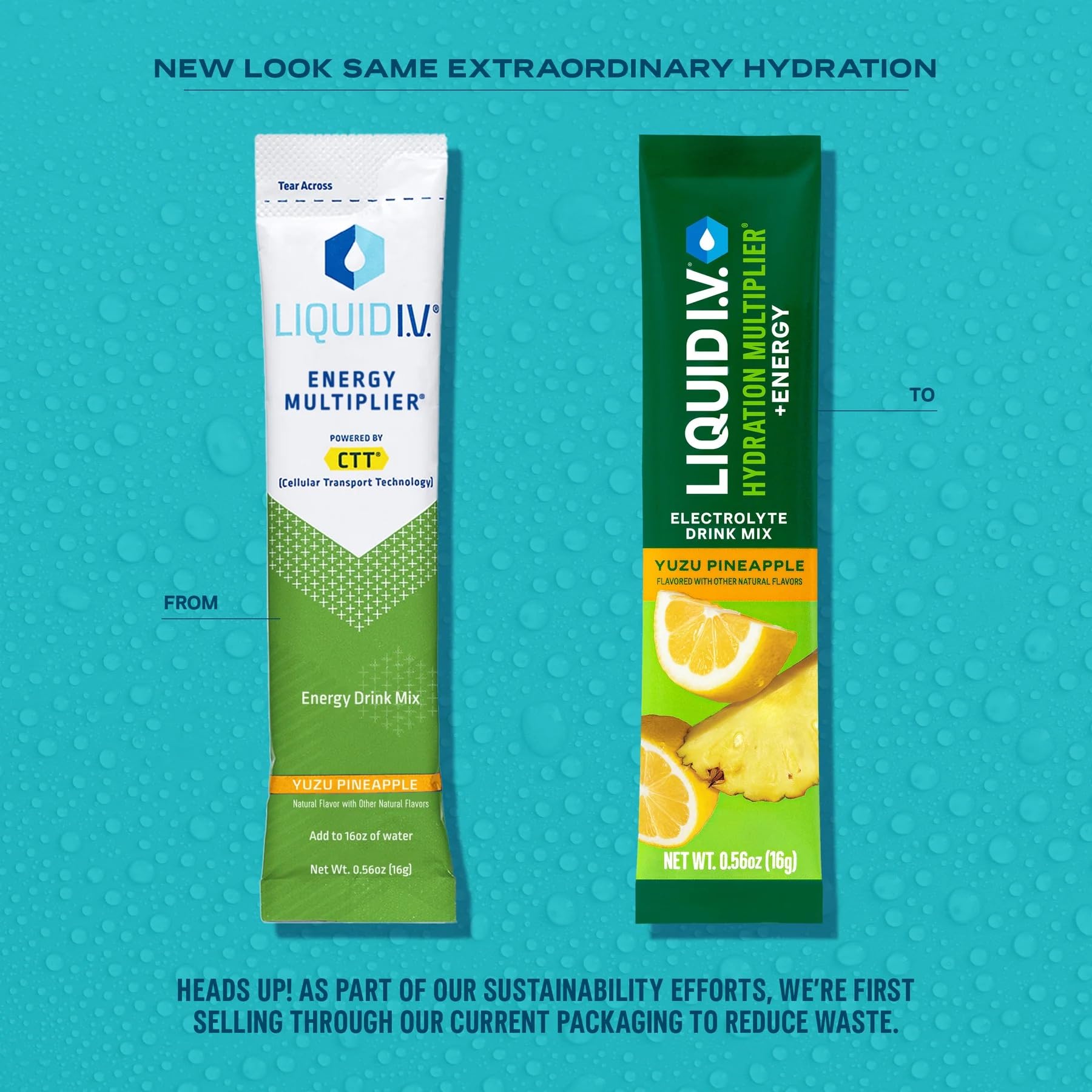 Liquid I.V. Hydration Multiplier + Energy pineapple yuzu glass with refreshing flavor.