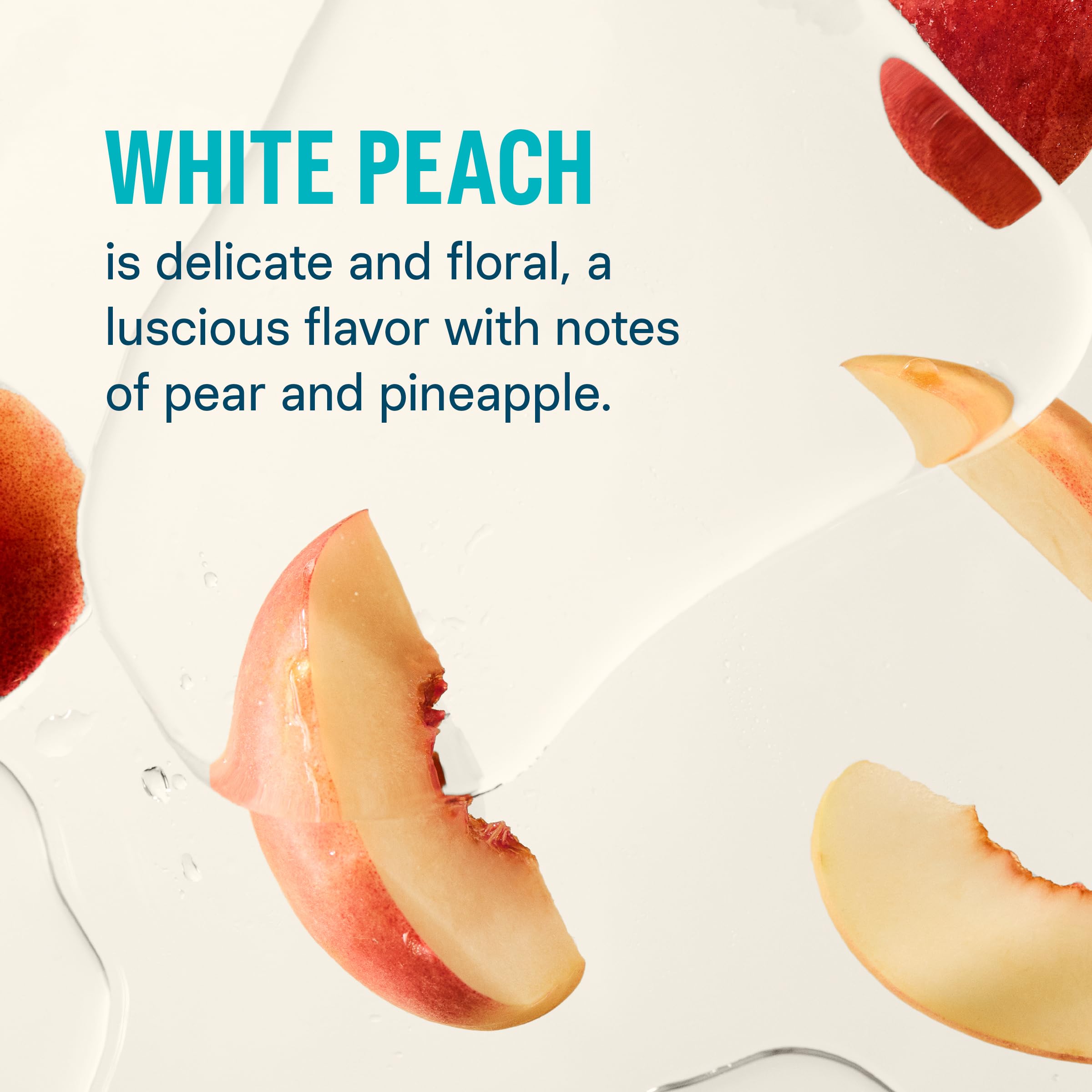 Liquid I.V. White Peach sachet close-up highlighting sugar-free formula