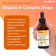 LIQUIDHEALTH B Complex label close-up highlighting vegan, non-GMO quality