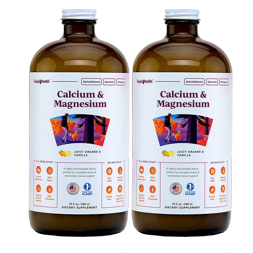 LIQUIDHEALTH Calcium & Magnesium bottle; fast-absorbing formula supports joints.