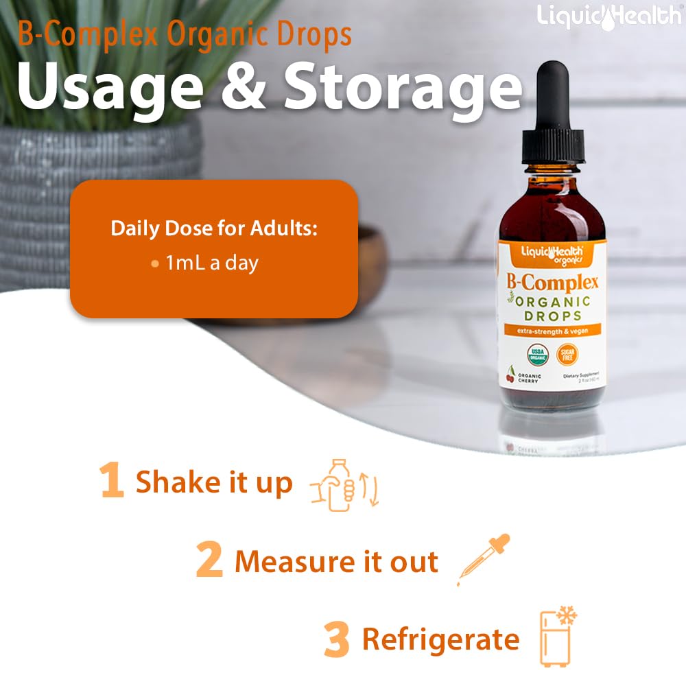LIQUIDHEALTH cherry-flavored drops poured into a glass for easy daily use