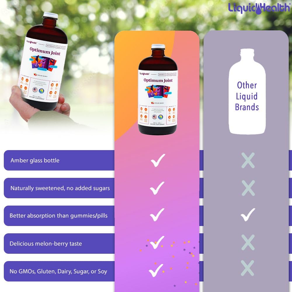 LIQUIDHEALTH Optimum Joint melon-berry flavor highlights tasty, naturally sweetened option.