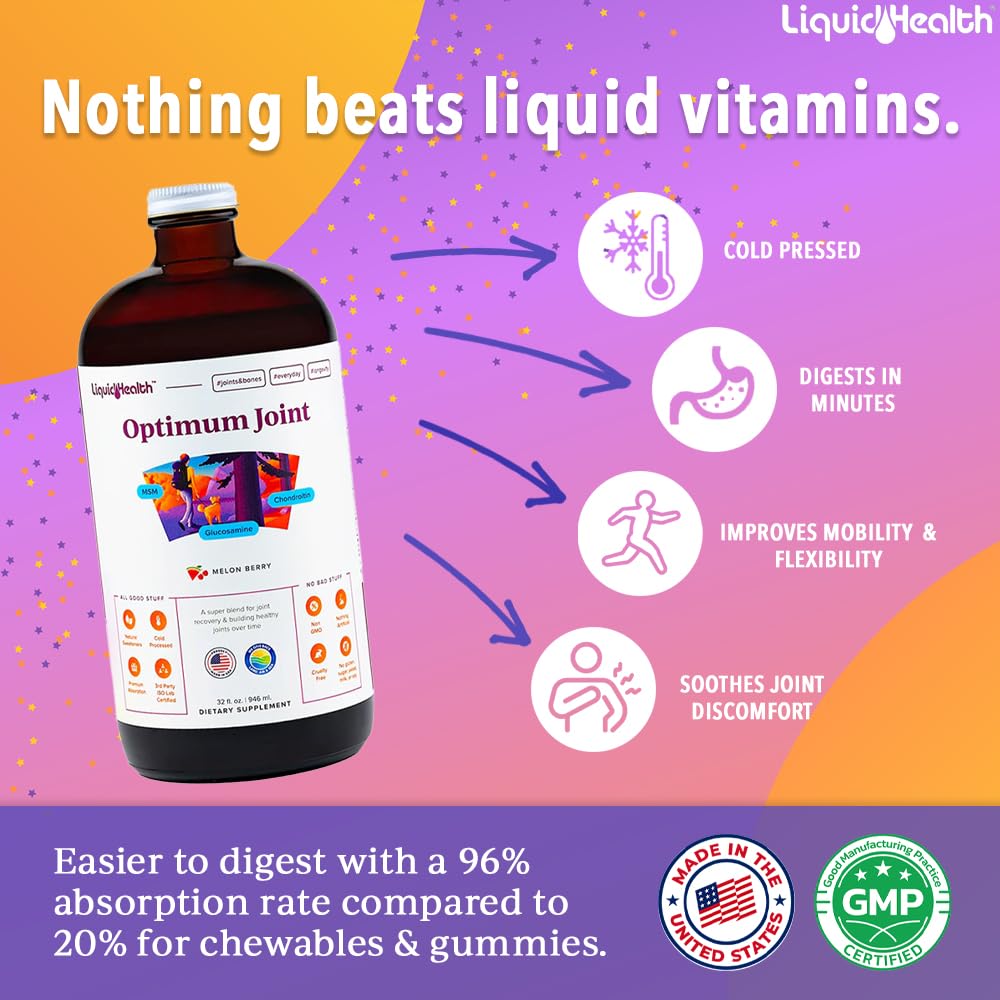 LIQUIDHEALTH Optimum Joint label closeup highlighting key ingredients for joint support.