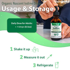 LIQUIDHEALTH organic iodine drops amber bottle protects potency and shelf life