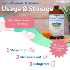 LIQUIDHEALTH Prenatal refrigerated storage keeps potency and freshness.