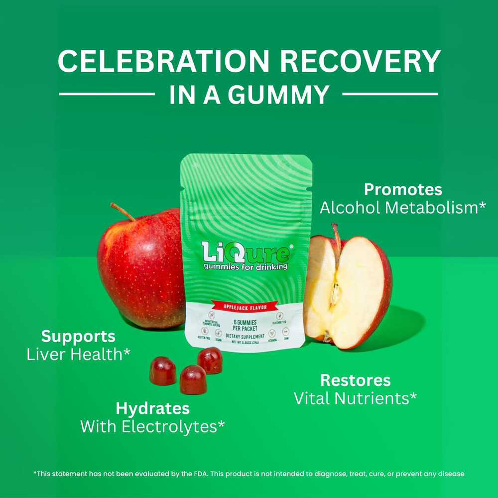 LiQure Gummies mid-drink-dosing shows easy supplementation during beverages.