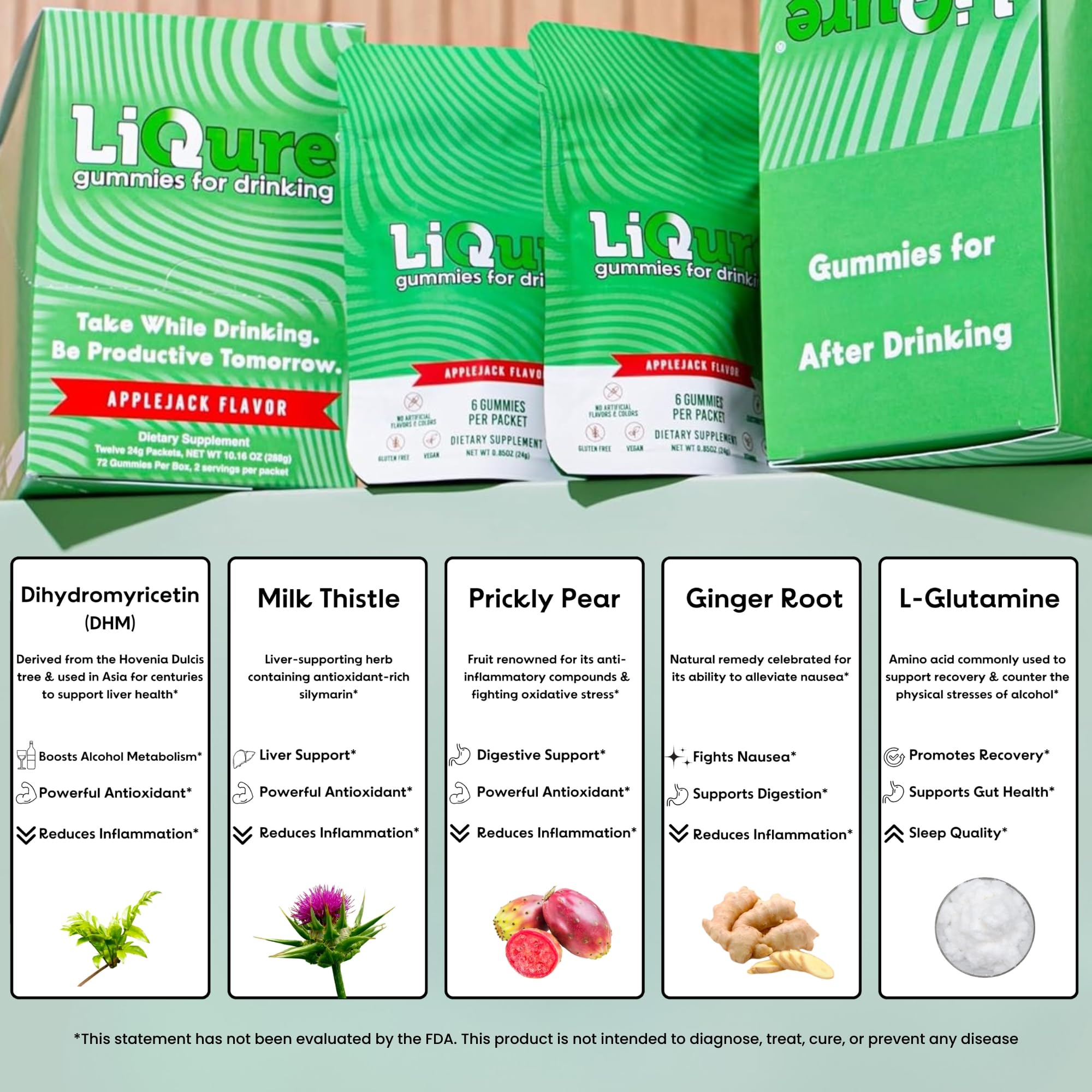 LiQure Gummies packaging emphasizes compact, travel-friendly packets.