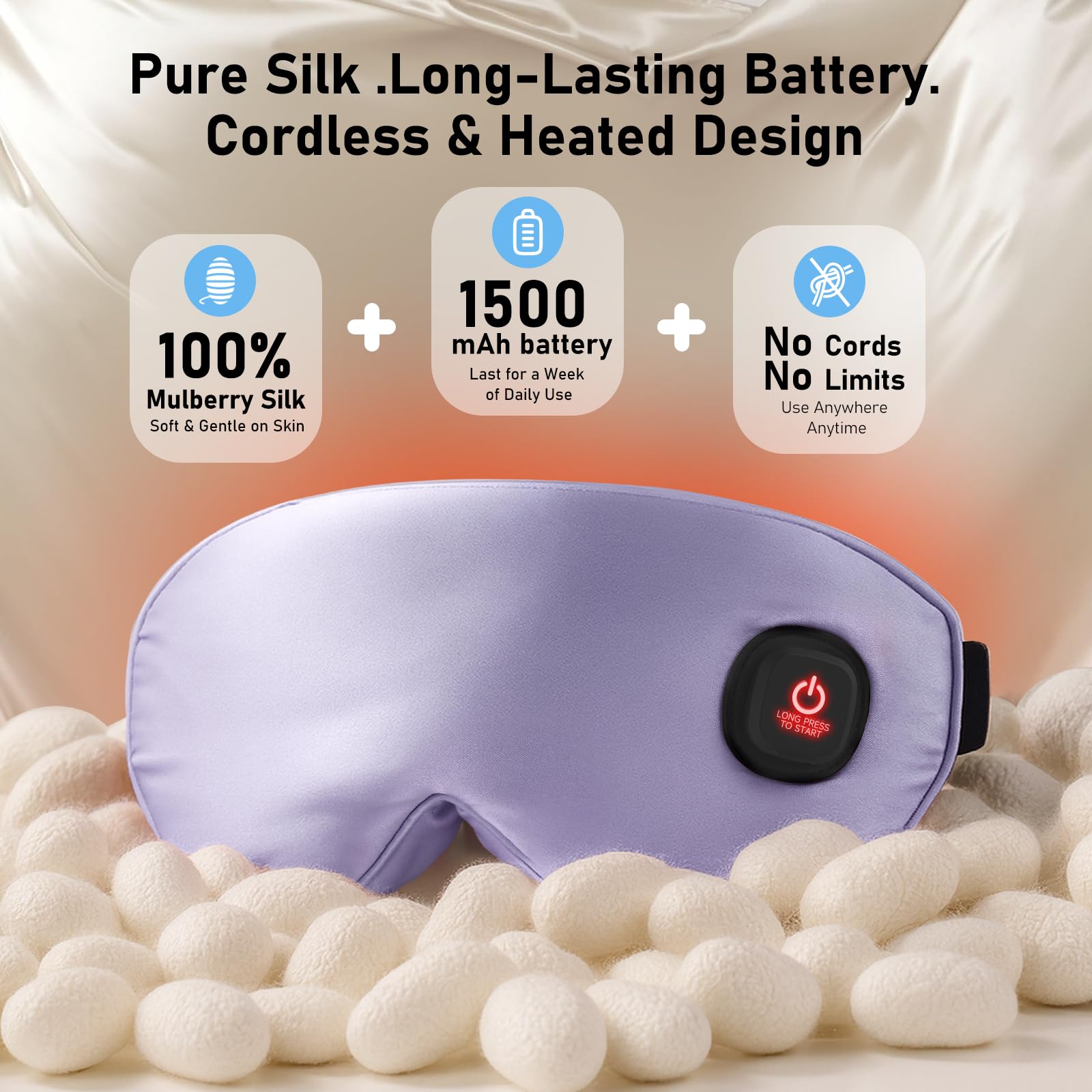 LitBear cordless heated eye mask offering wireless warmth for travel and relaxation.