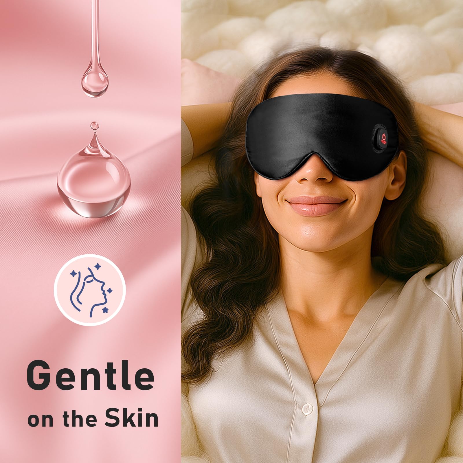 LitBear eye mask's gentle heat relaxes eye muscles and promotes calmness.