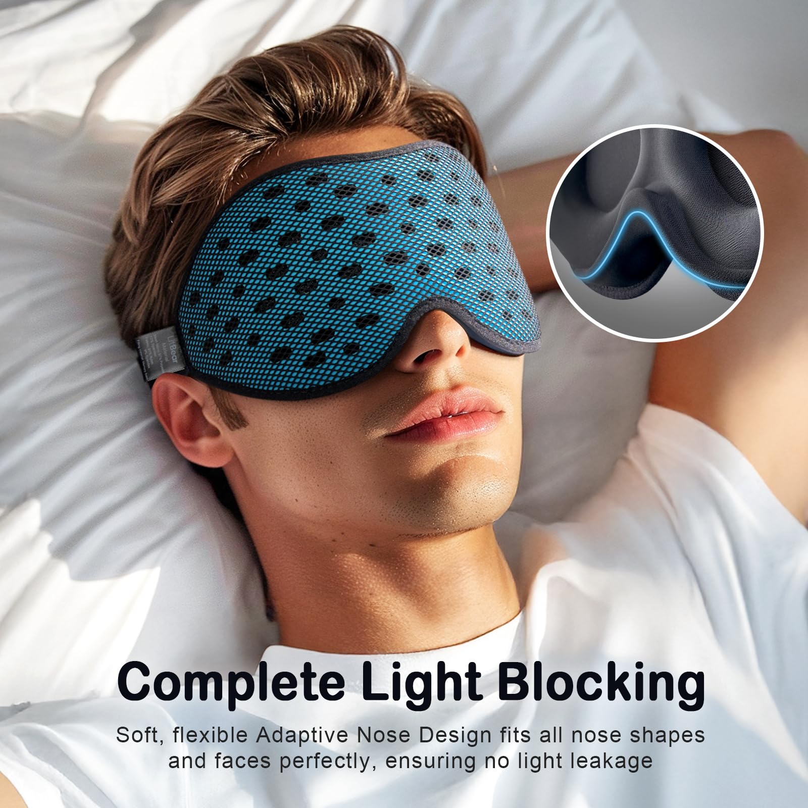 LitBear nose-wing seal blocks light for darkness and focus.