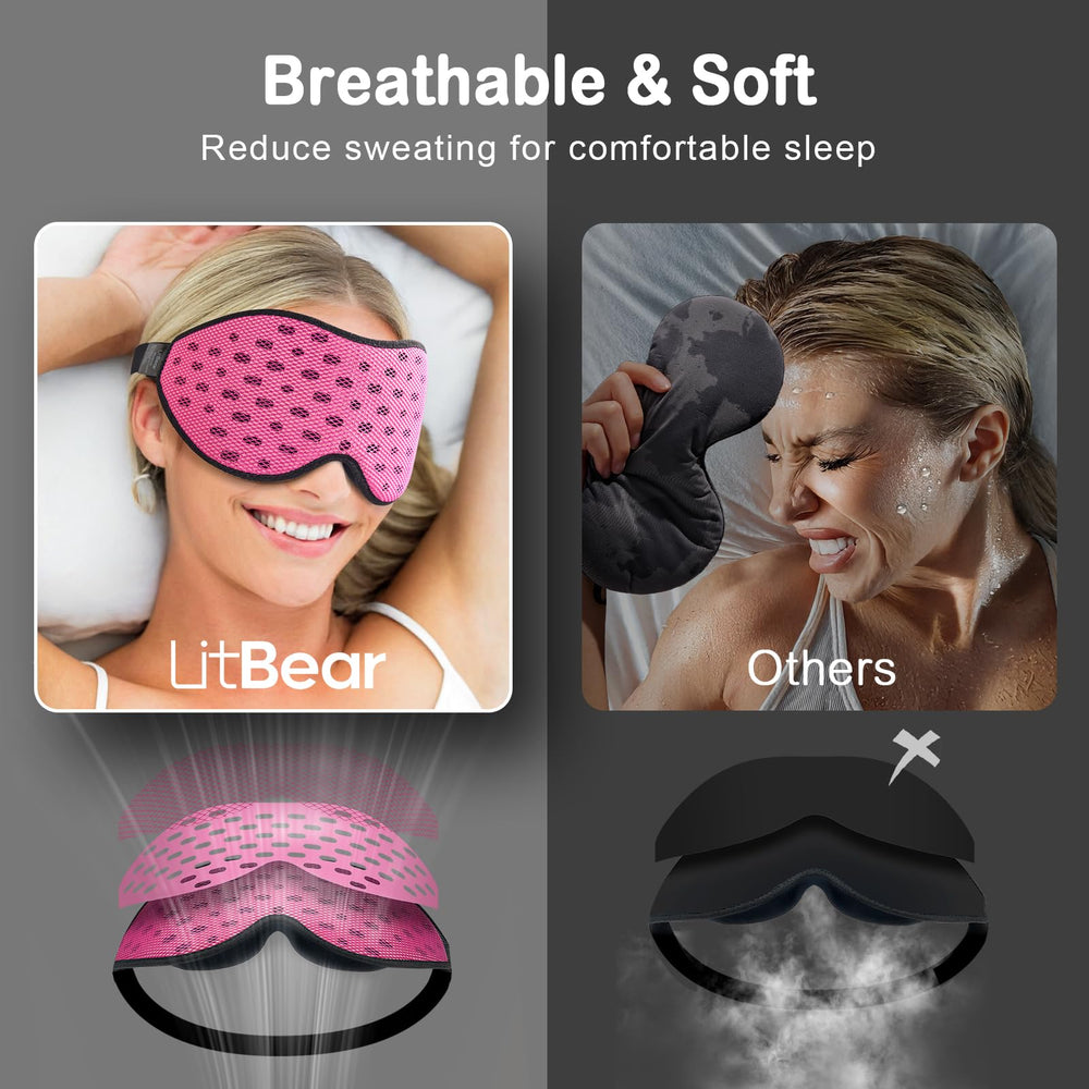 LitBear side-sleeper pads with 15-degree tilt reduce temple pressure