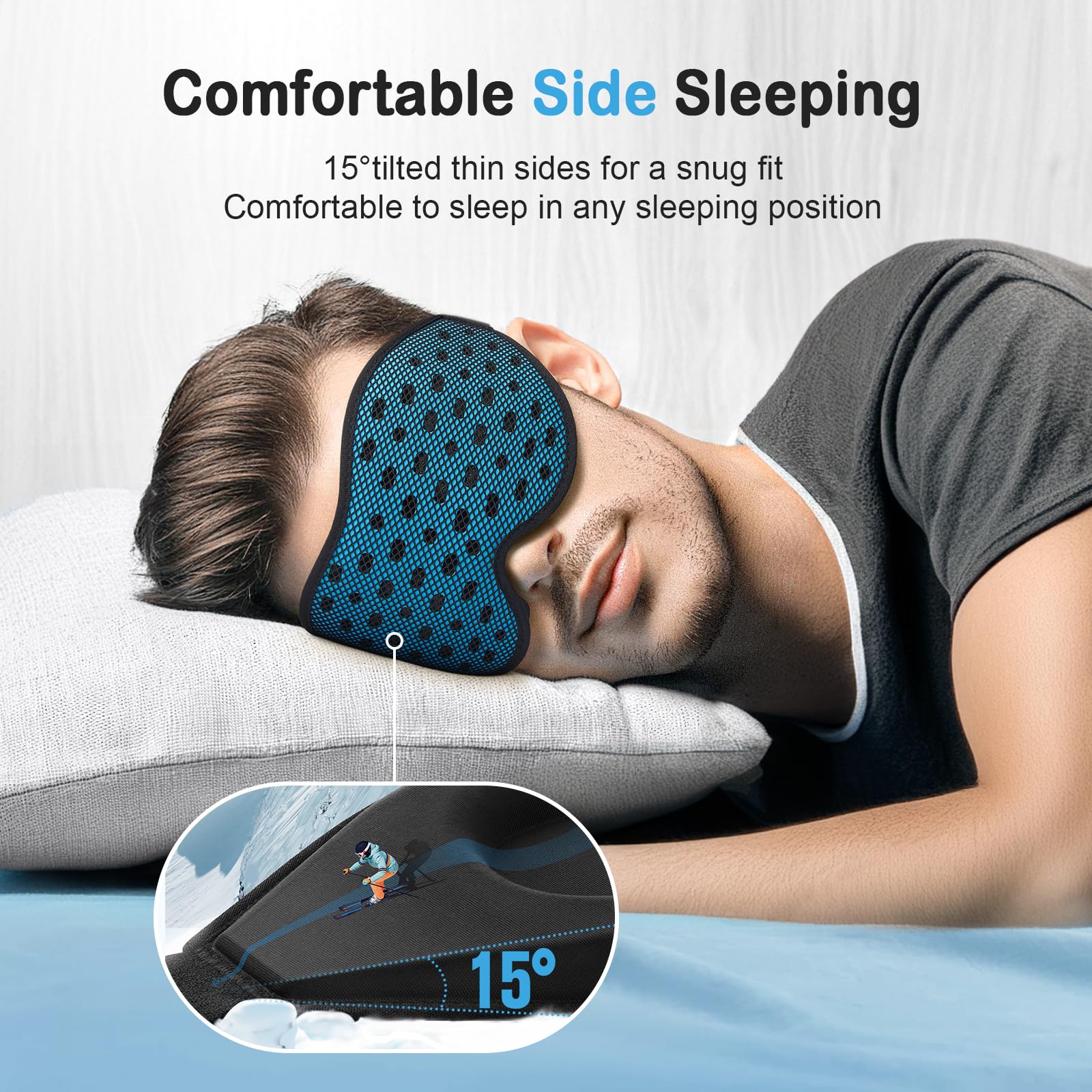 LitBear side-sleeper tilt pad reduces temple pressure for peaceful rest.