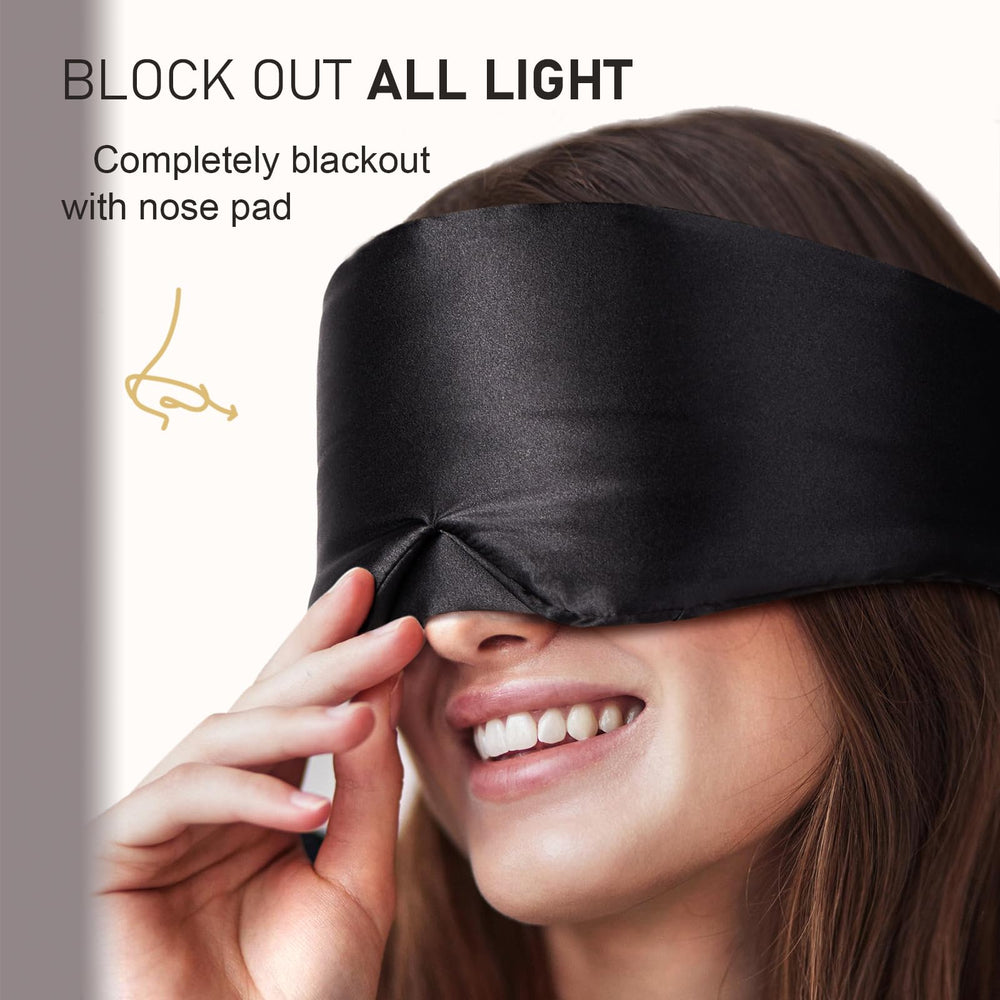 LitBear silk sleep mask nose pad design highlights light blocking and comfort.