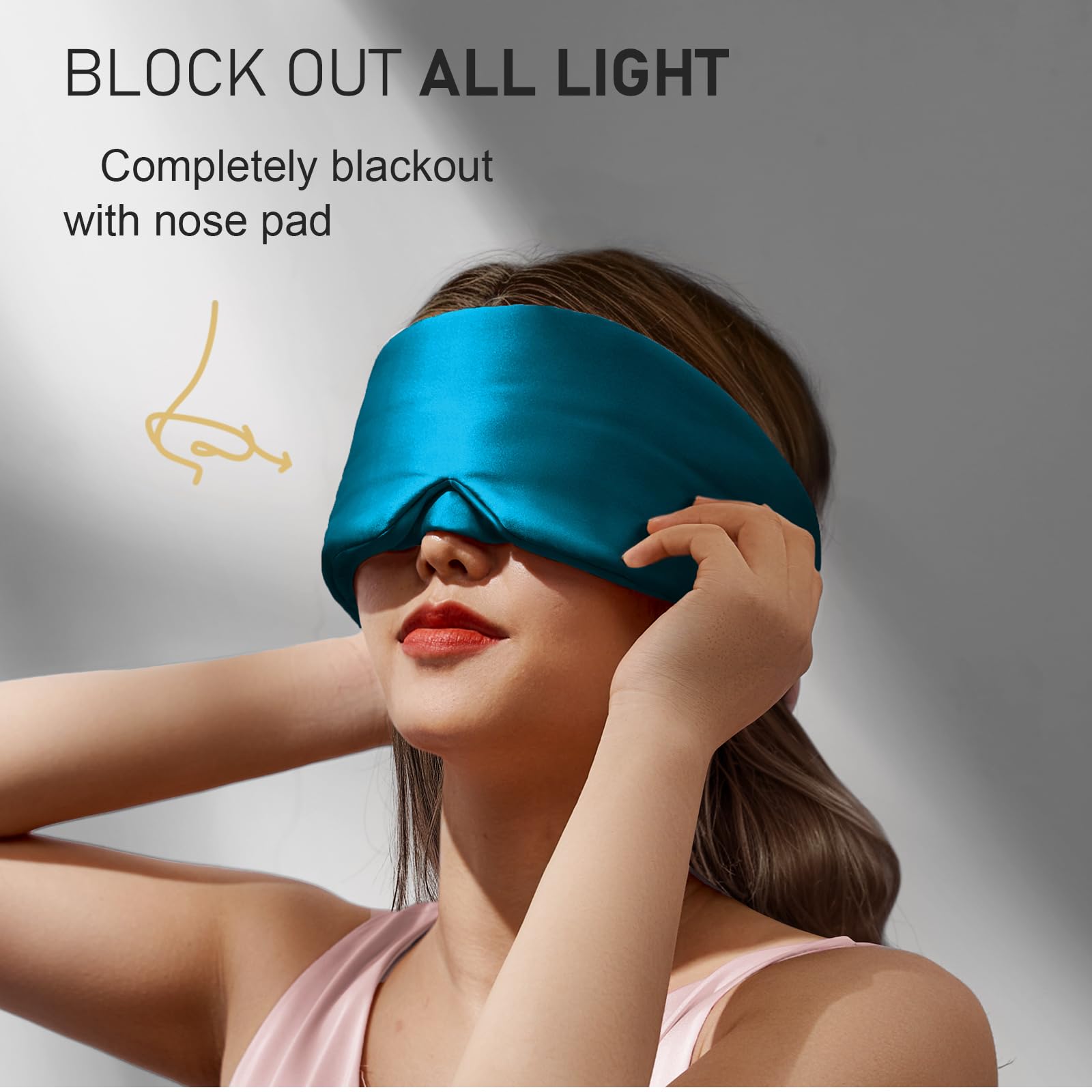 LitBear silk sleep mask featuring nose-wing design blocks light around the nose