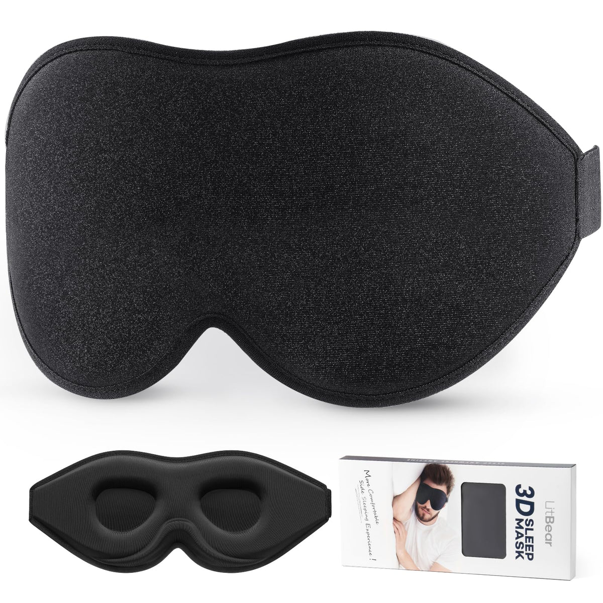 LitBear Sleep Mask with 22 mm nose-bridge for a snug fit and reduced light.
