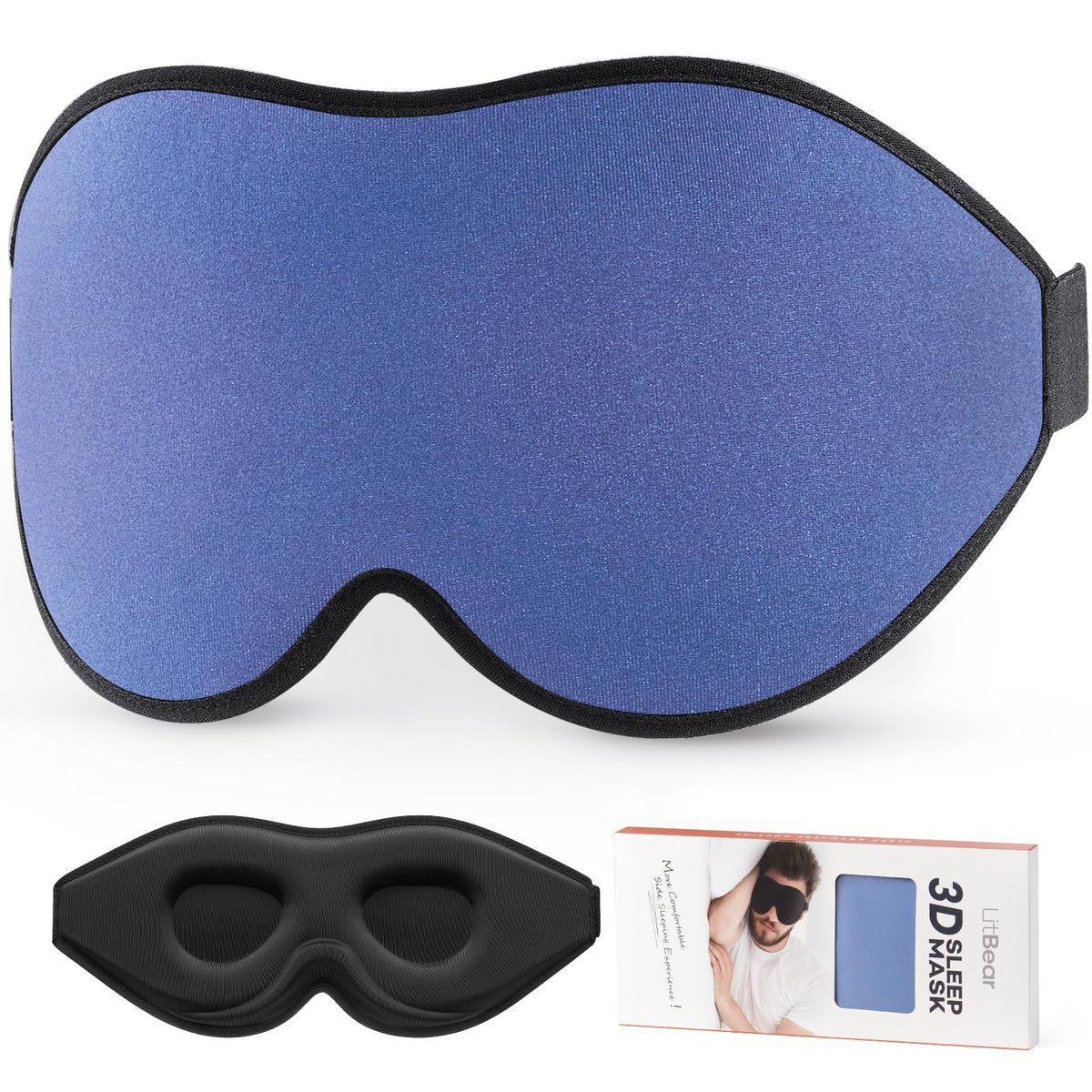 LitBear Sleep Mask with reinforced 22 mm nose bridge blocks light for restful sleep.