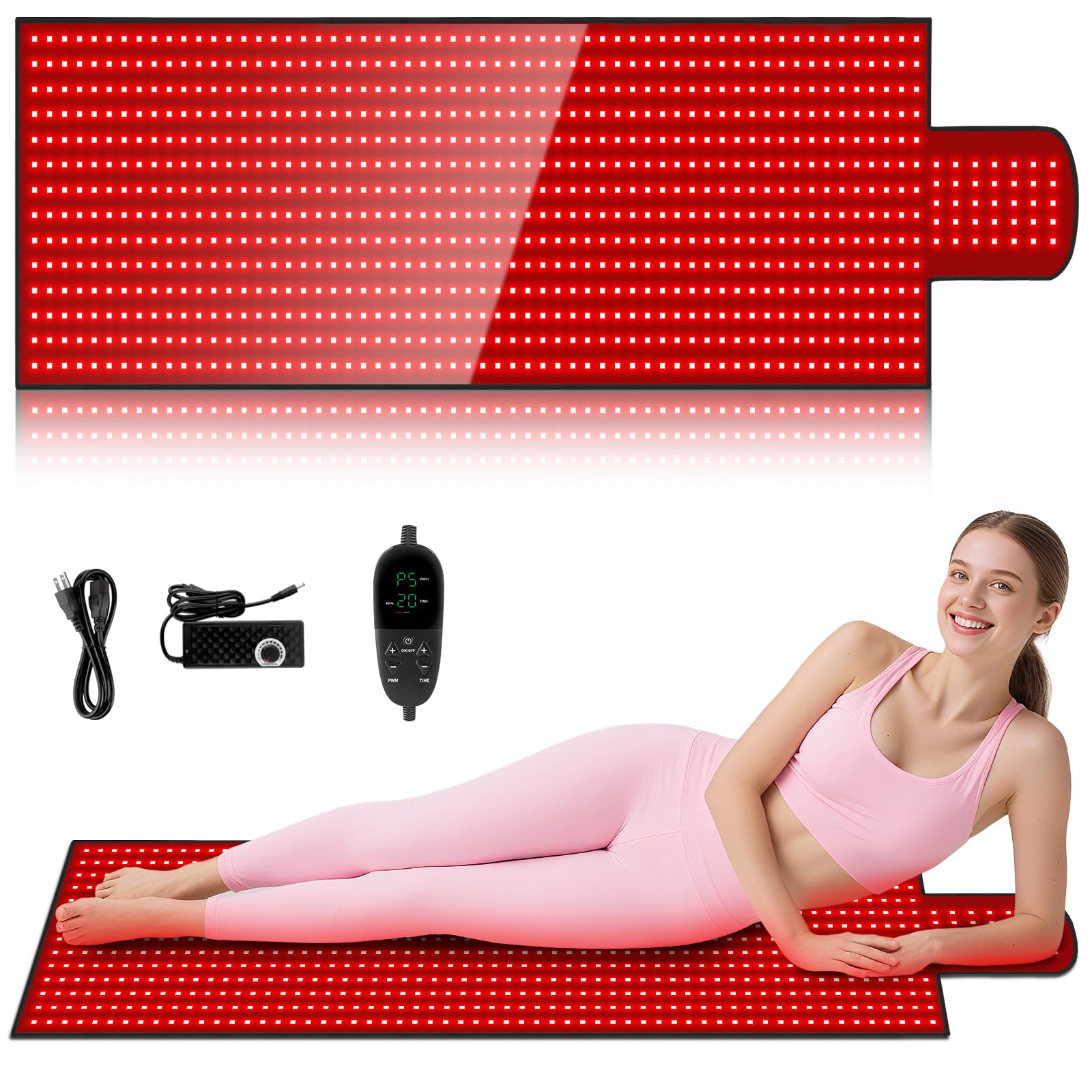 LITDUCK 65x20.5 inch red light therapy mat with full body coverage for at-home sessions.