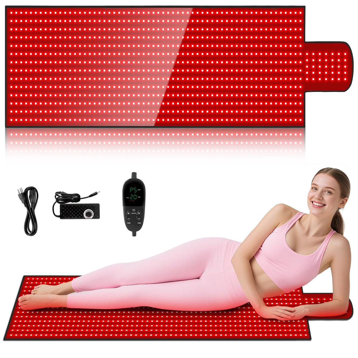 LITDUCK 65x20.5 inch red light therapy mat with full body coverage for at-home sessions.