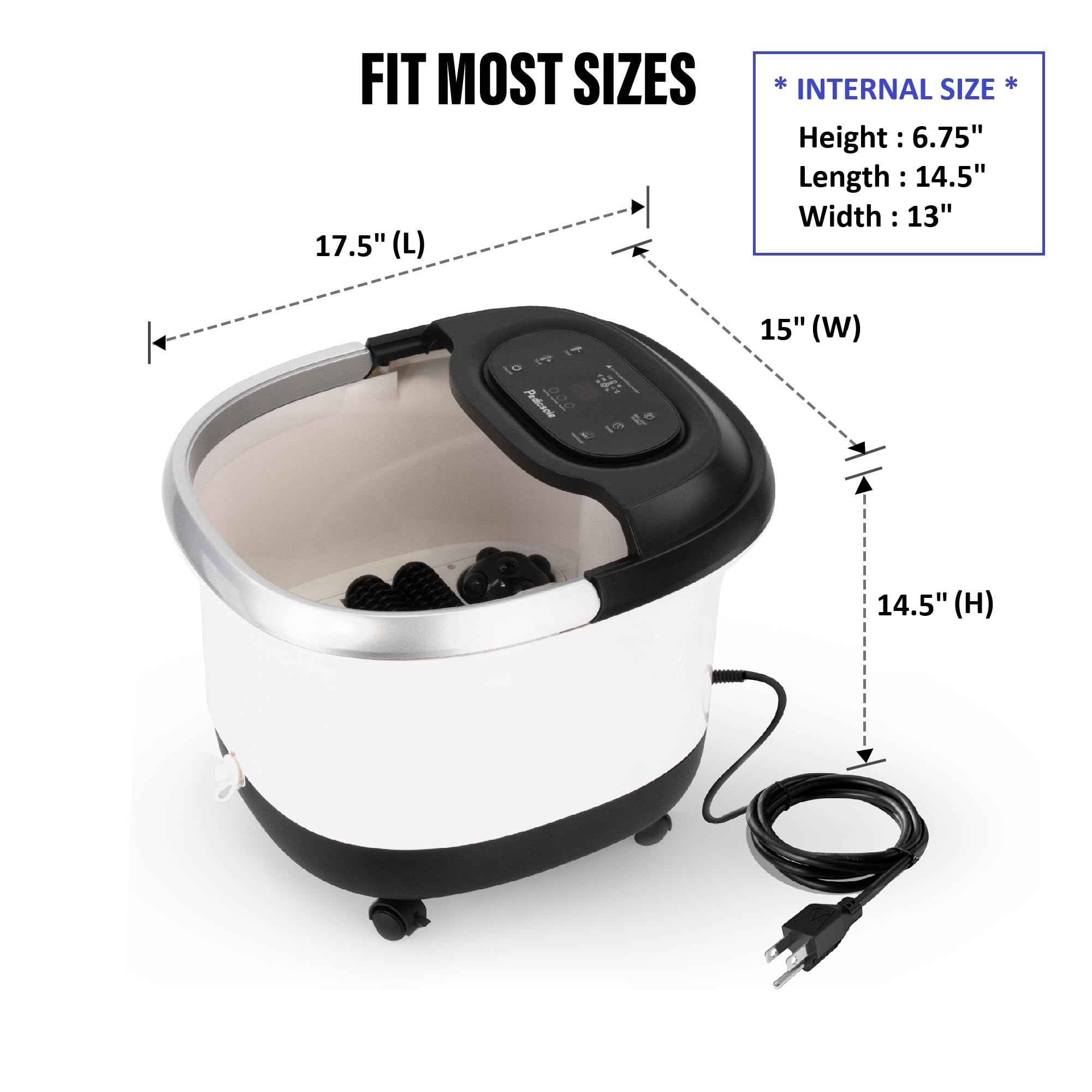 Lite Delight foot spa auto drainage and wheels simplify cleanup and storage