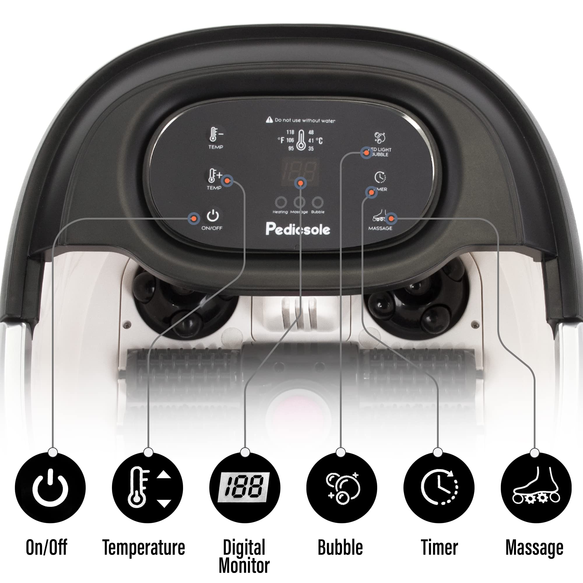Lite Delight foot spa heat control demonstrates comfortable warming therapy