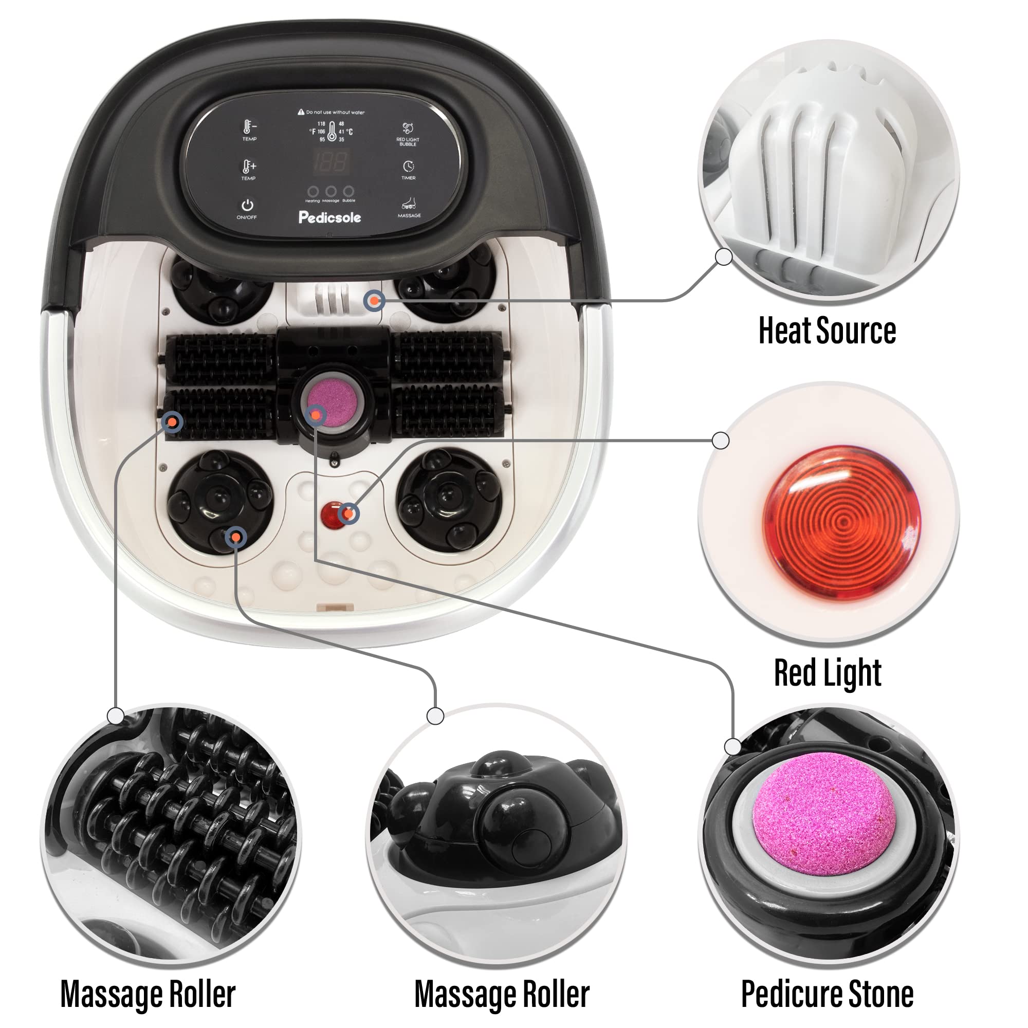 Lite Delight foot spa with Tai Chi rollers targets pressure points for relief