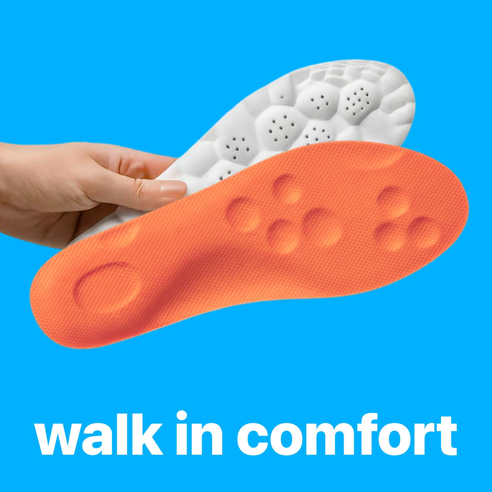 LiteShoe 4D Steppers insoles heel cup showing shock-absorbing support for fatigue relief