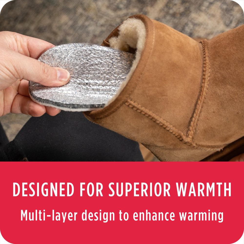 Little Hotties Thermal Insole 2-Pack inside a winter boot shows low-profile comfort.