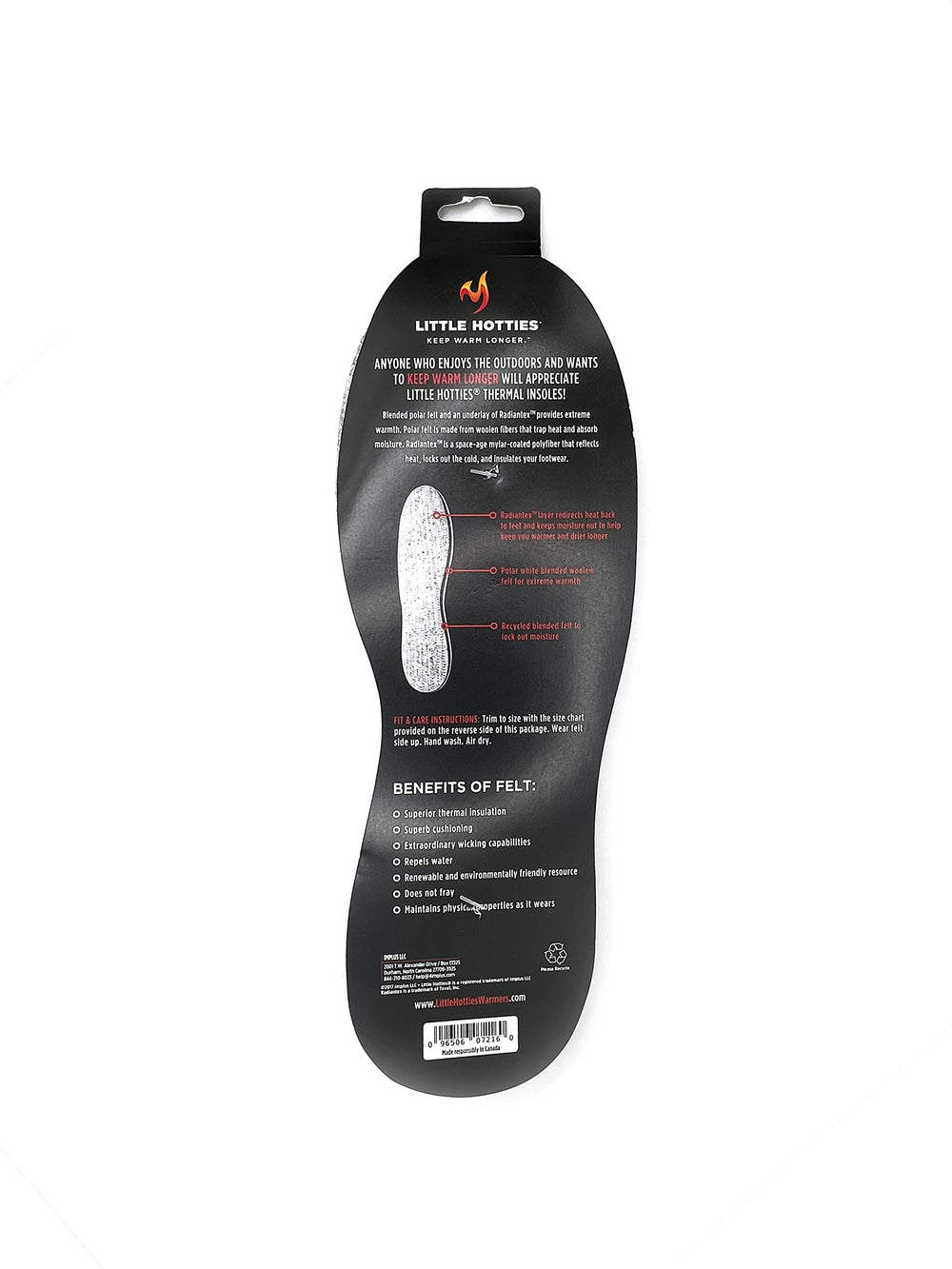 Little Hotties Thermal Insole placed in footwear for all-day warmth.