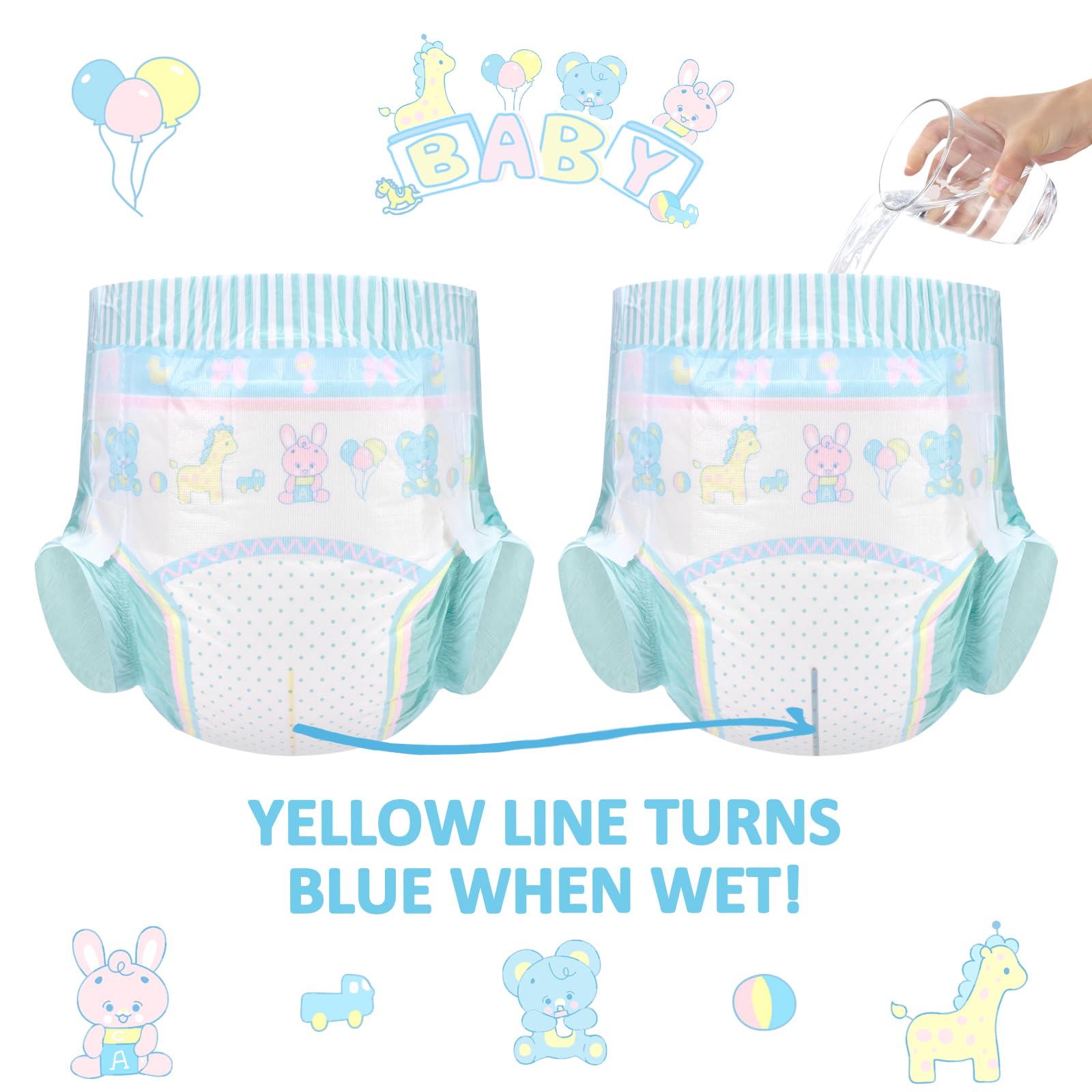 Littleforbig Baby Parade diaper with animal patterns on soft non-woven fabric