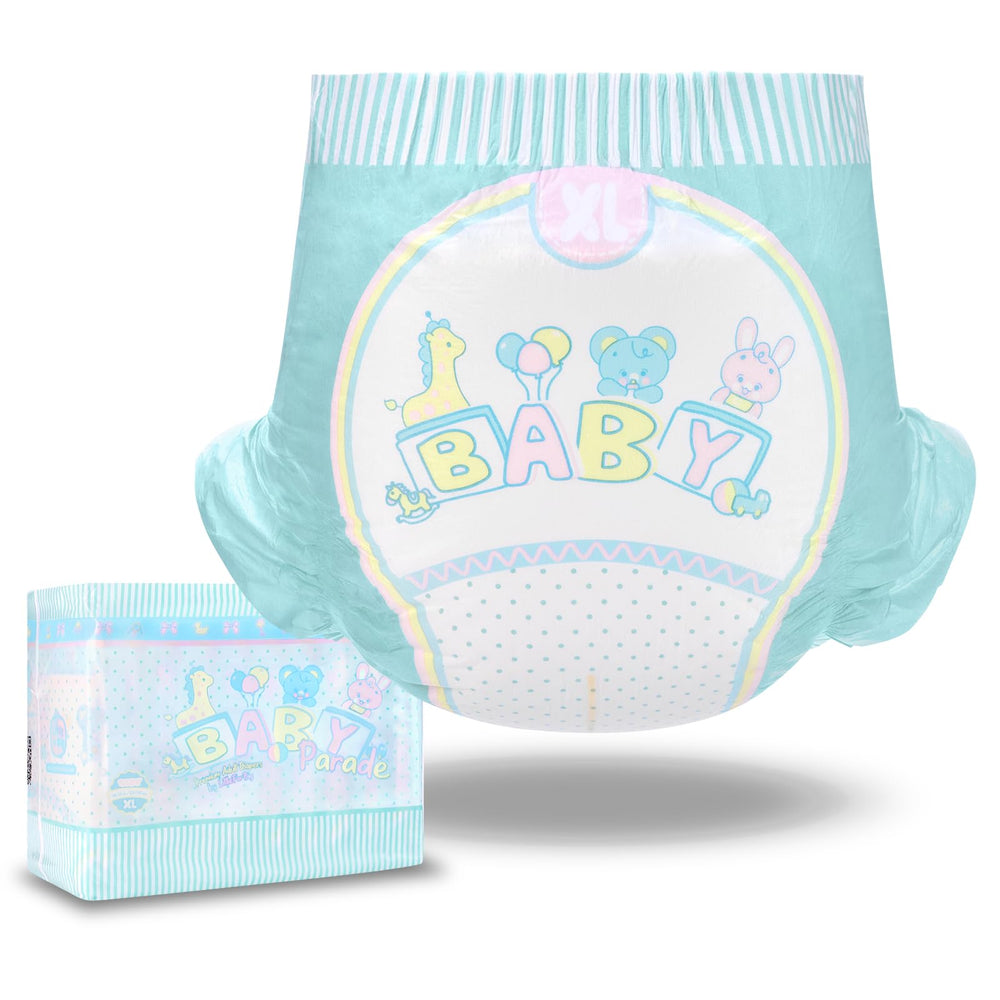 Littleforbig Baby Parade X-Large diaper front view with adjustable hook-and-loop closures for secure fit