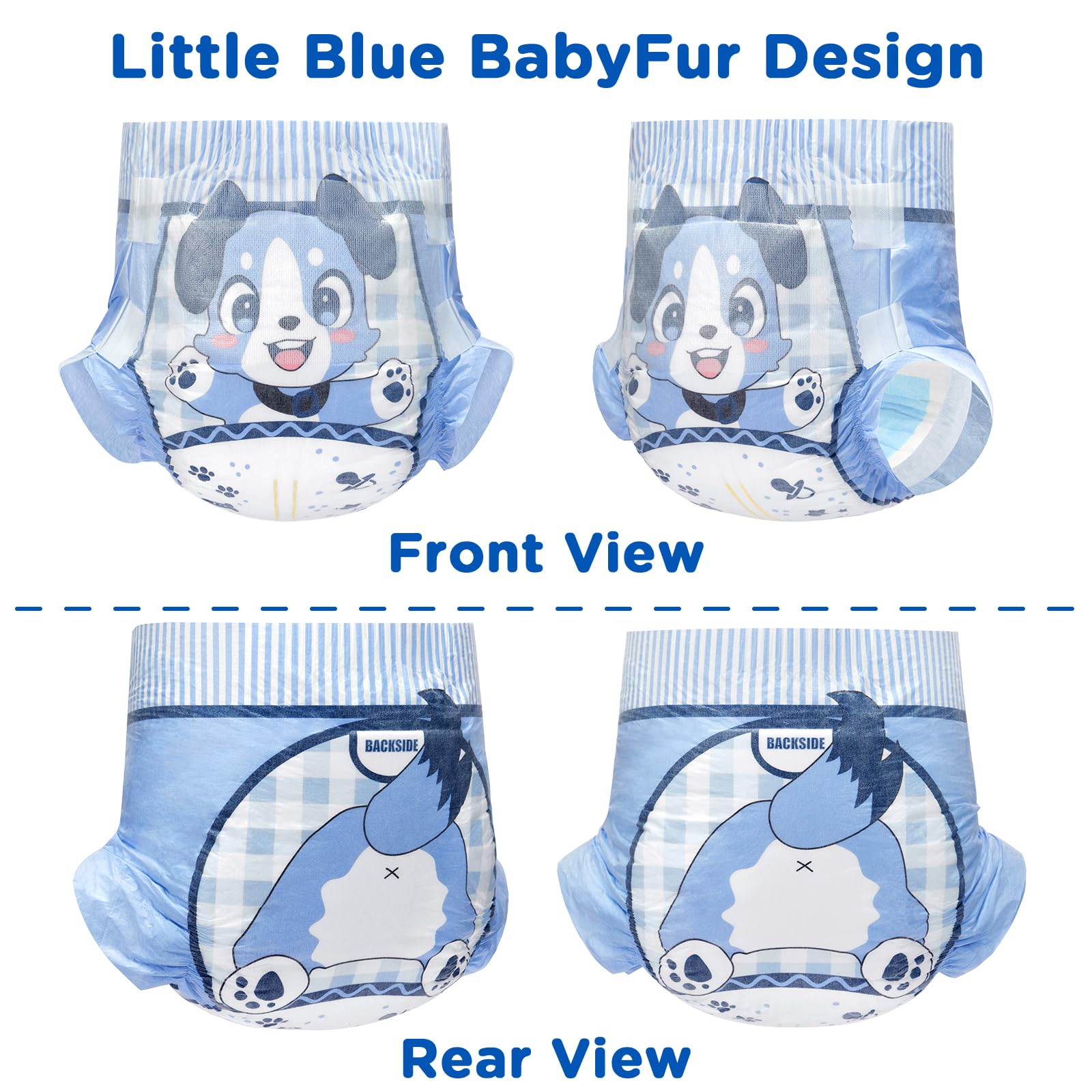 Littleforbig Little Blue BabyFur diaper with puppy print and soft feel