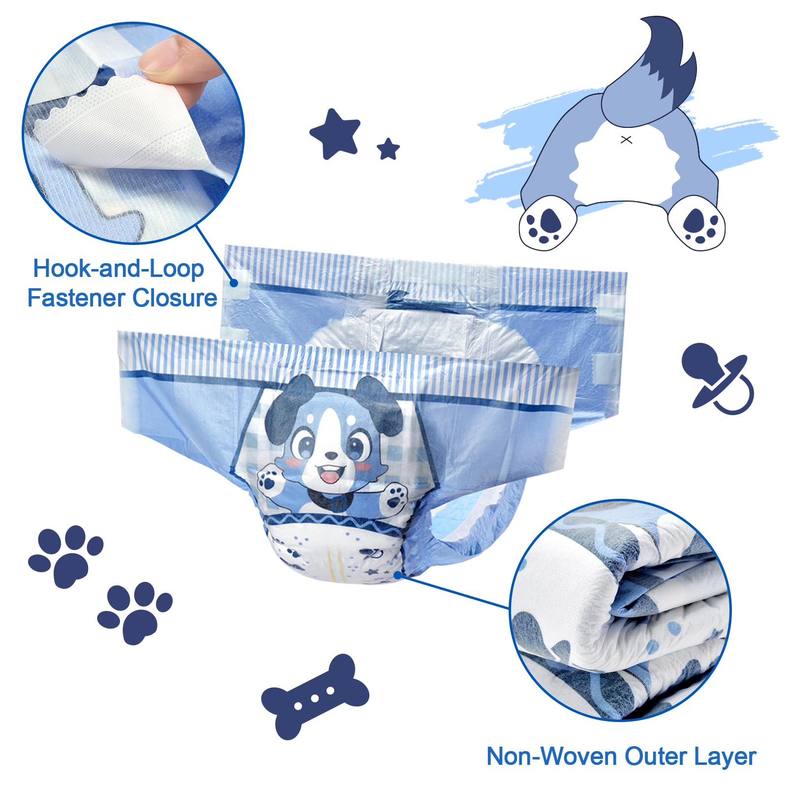 Littleforbig Little Blue BabyFur diaper standing leg guards prevent leaks
