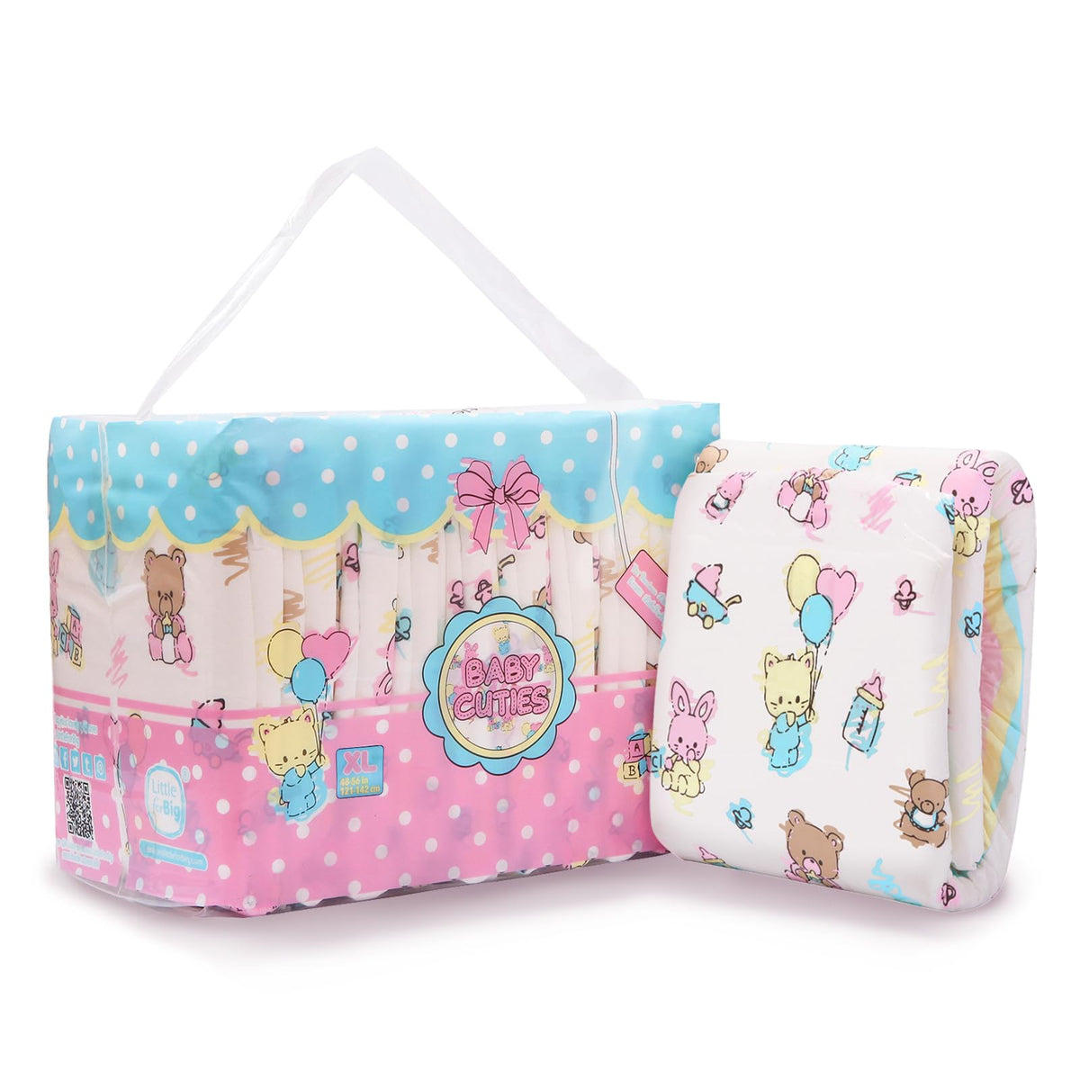 Littleforbig Baby Cuties packaging shows soft pastel design for discreet, comfortable wear.
