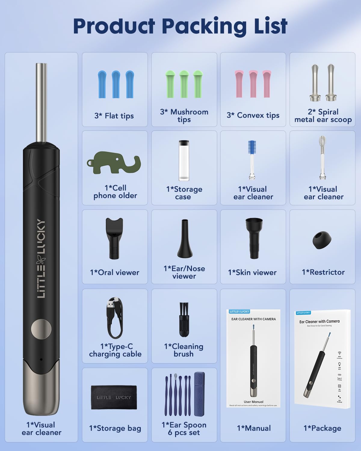 Littlelucky replacement tips and spiral heads for versatile care