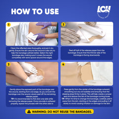 Livaclean bed sore bandages 9x9 front view for larger coverage
