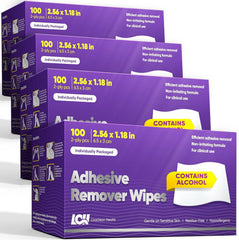 Livaclean Health adhesive remover wipes 400ct packaging, ideal for bulk travel and quick adhesive cleanup.